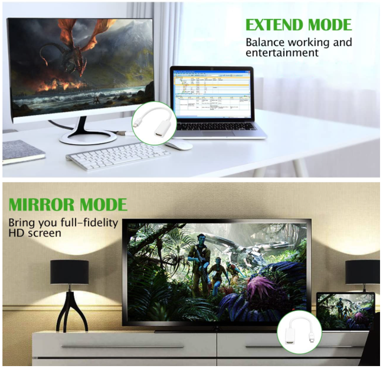 Mini DP DisplayPort to HDMI 4K 15cm Adapter. Male to Female Thunderbolt to HDMI