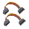 Pack of 2 SATA 15 Pin Male to 2 x 15 Pin Female SATA 15 Pin 1 to 2 Power Extension Y Splitter Cable
