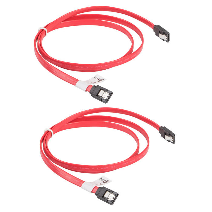 Pack of 2 SATA Data Cable 40cm Serial metal clip