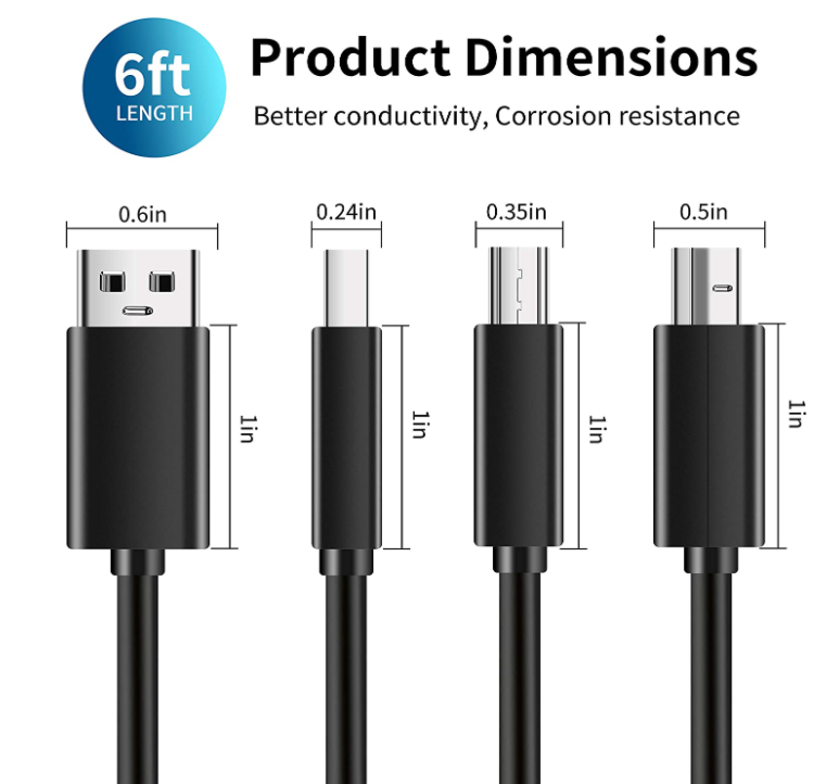 Printer cable USB 3.0 A Male to B Male Cable 2m black printer scanner