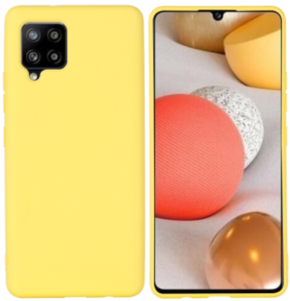 Samsung A12 phone case Soft Flexible Rubber Protective Cover liquid silicone - yellow