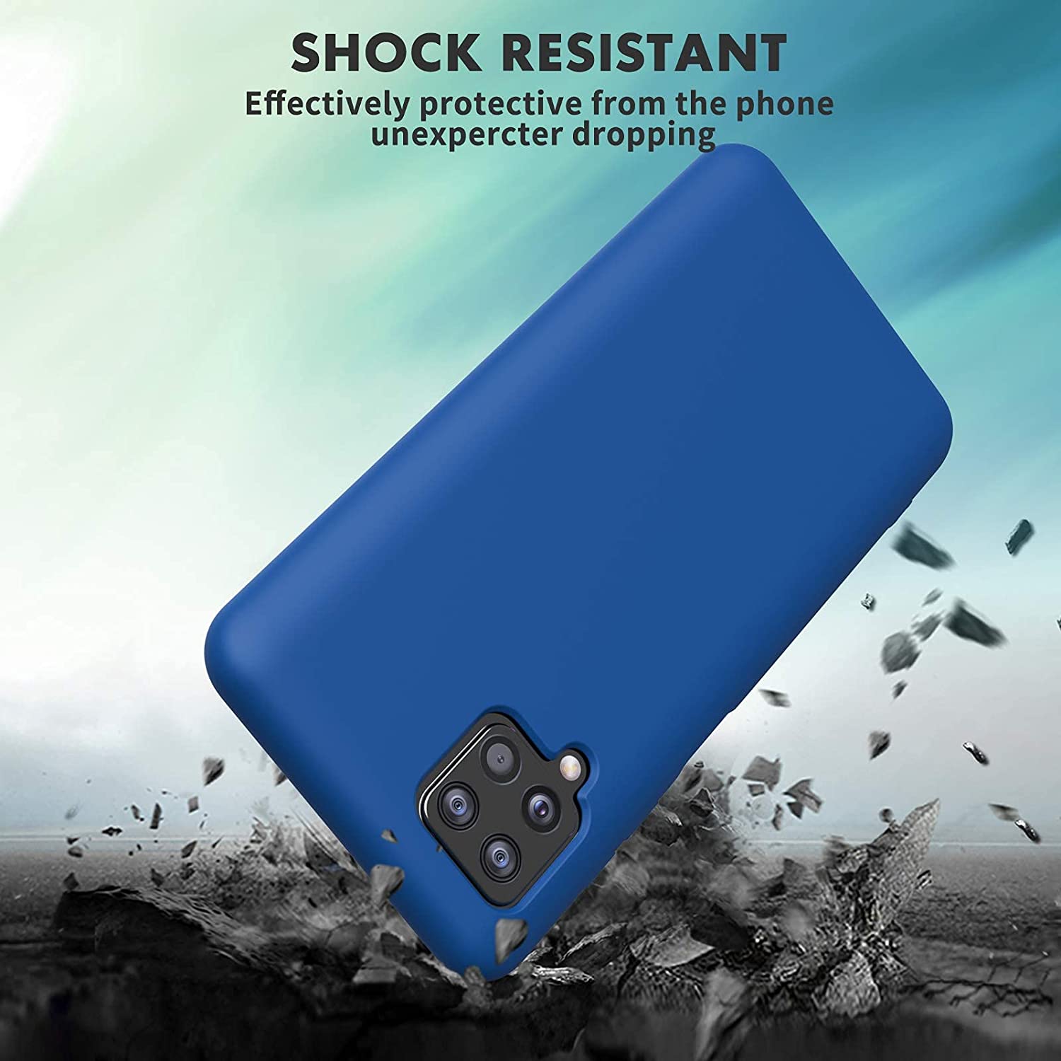 Samsung A12 phone case Soft Flexible Rubber Protective Cover liquid silicone - blue