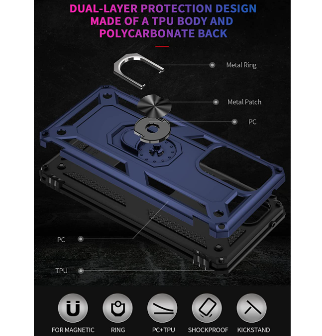 Samsung A23 4G 5G phone case blue ring armor anti drop shockproof rugged protective