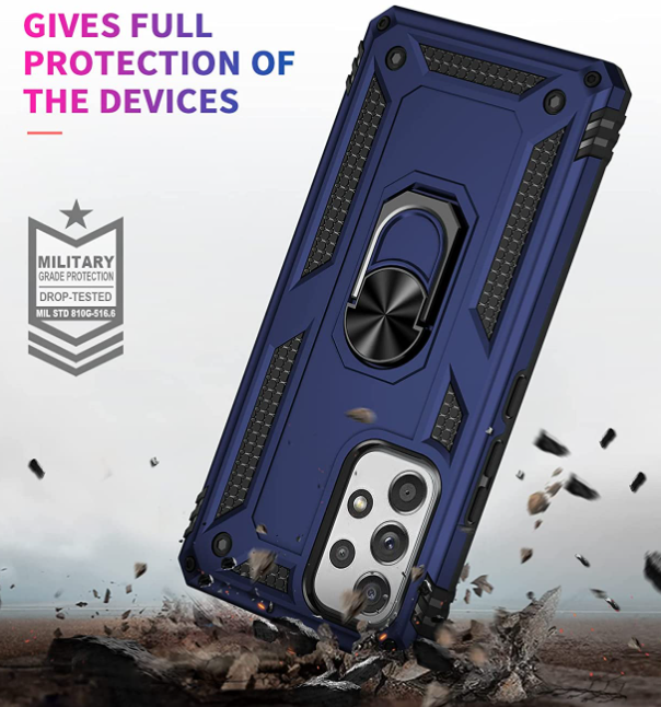Samsung A23 4G 5G phone case blue ring armor anti drop shockproof rugged protective