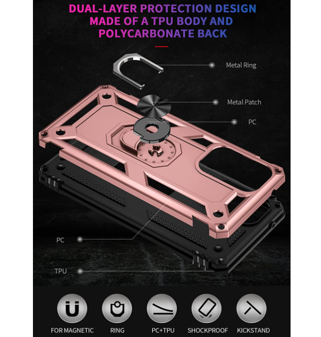 Samsung A23 4G 5G phone case rose gold ring armor anti drop shockproof rugged protective