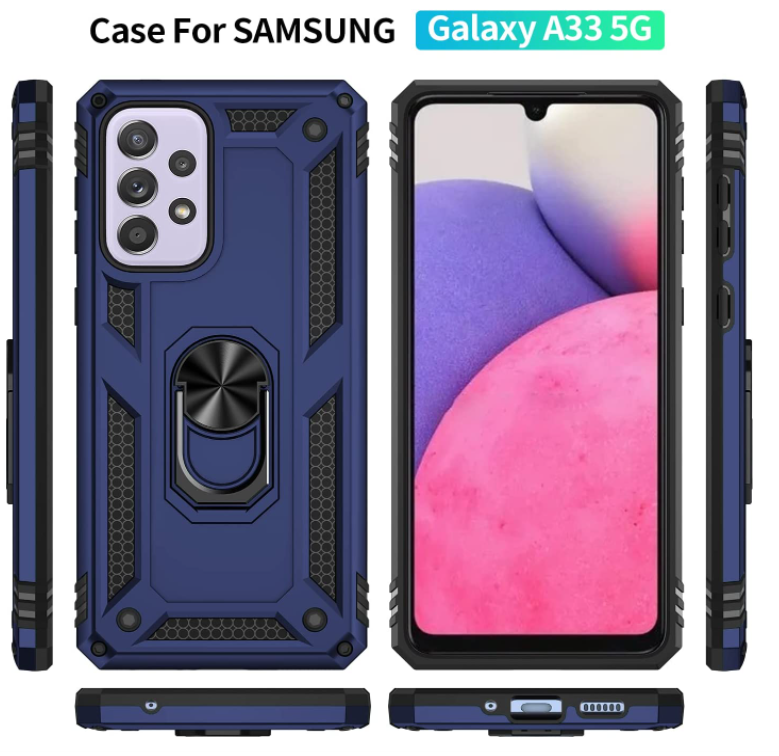 Samsung A33 5G phone case Blue ring armor anti drop shockproof rugged protective