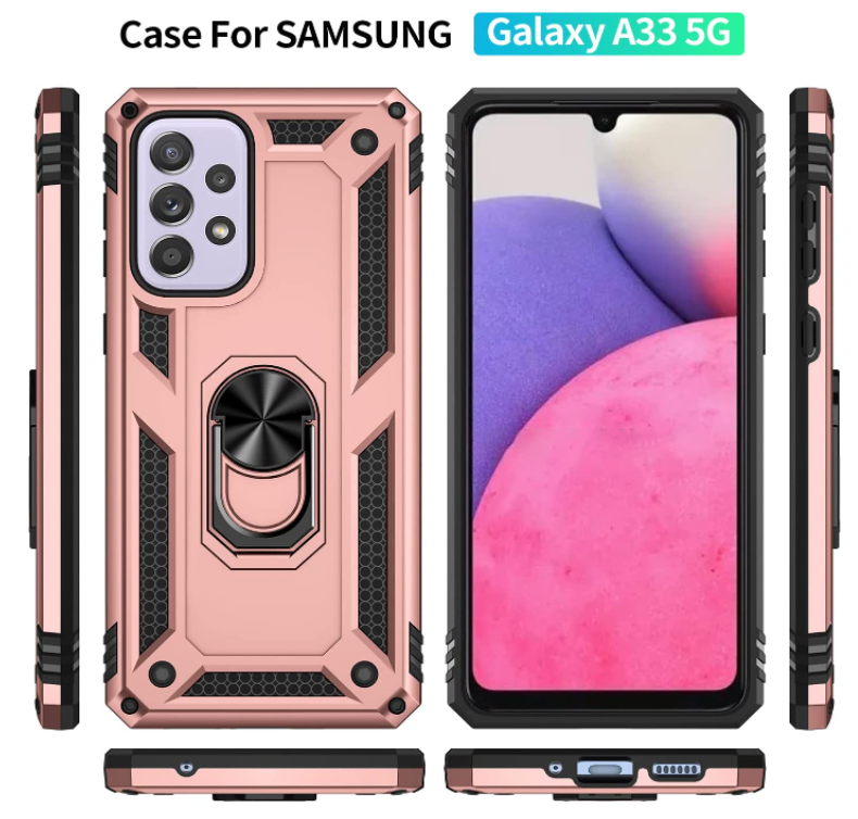 Samsung A33 5G phone case rose gold ring armor anti drop shockproof rugged protective