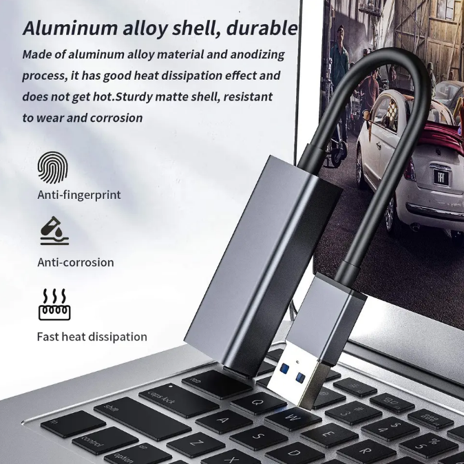 USB 3 to Rj45 Lan Ethernet adapter 1000 Mbps Aluminium compatibility laptop PC  Windows Macbook Android