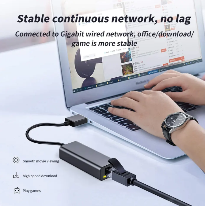 USB 3 to Rj45 Lan Ethernet adapter 1000 Mbps Aluminium compatibility laptop PC  Windows Macbook Android