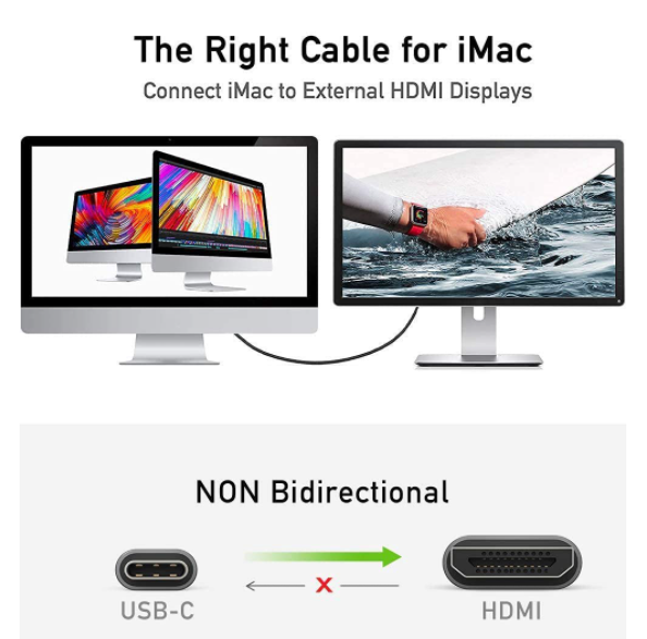 USB C to HDMI Cable. 4k Thunderbolt 3 for Android, iPhone 15, Laptop, MacBook Pro/Air iPad Pro iPad Air 2020-2024 iMac, Surface to TV Monitor 2M UA27
