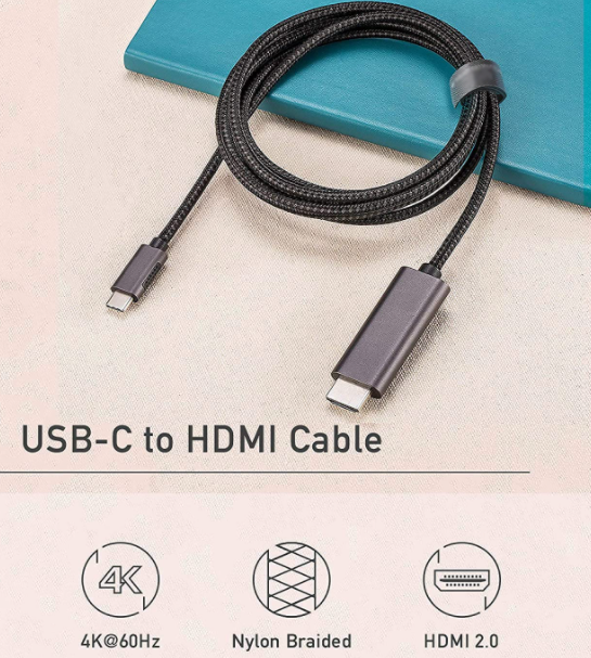 USB C to HDMI Cable. 4k Thunderbolt 3 for Android, iPhone 15, Laptop, MacBook Pro/Air iPad Pro iPad Air 2020-2024 iMac, Surface to TV Monitor 2M UA27