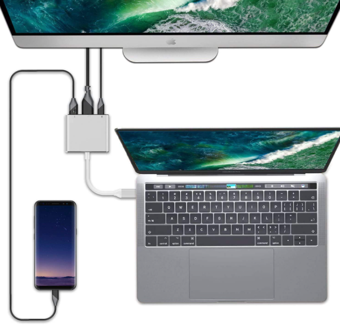 USB C to HDMI Multiport Adapter to USB (3 amp PD power InPut), HDMI 4K and USB-C for Android, iPhone 15, iPad 2020-2023, laptops and Macbooks