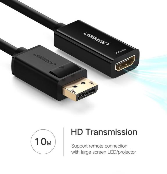 Ugreen DisplayPort DP to HDMI adapter cable 1080p 60hz 12bit black audio and video transmission
