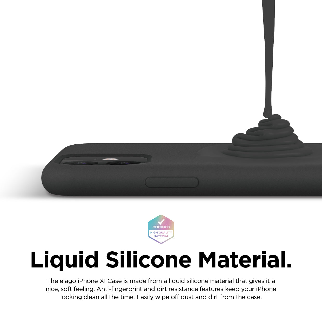 iPhone 11 Phone case. Soft, flexible liquid silicone protective cover. Black