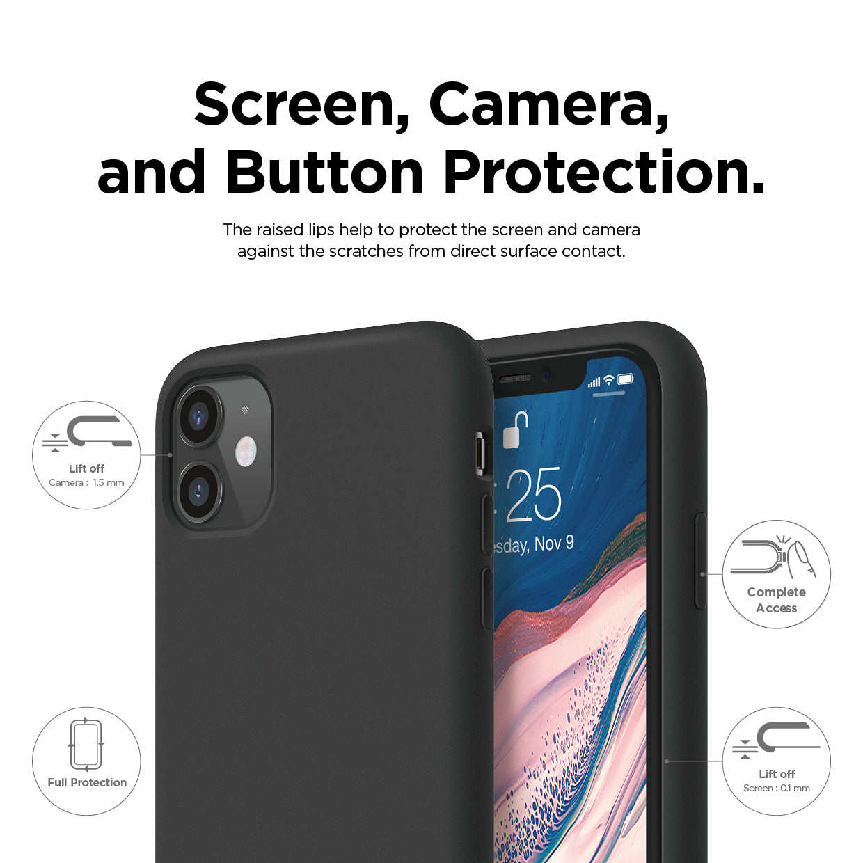 iPhone 11 Phone case. Soft, flexible liquid silicone protective cover. Black