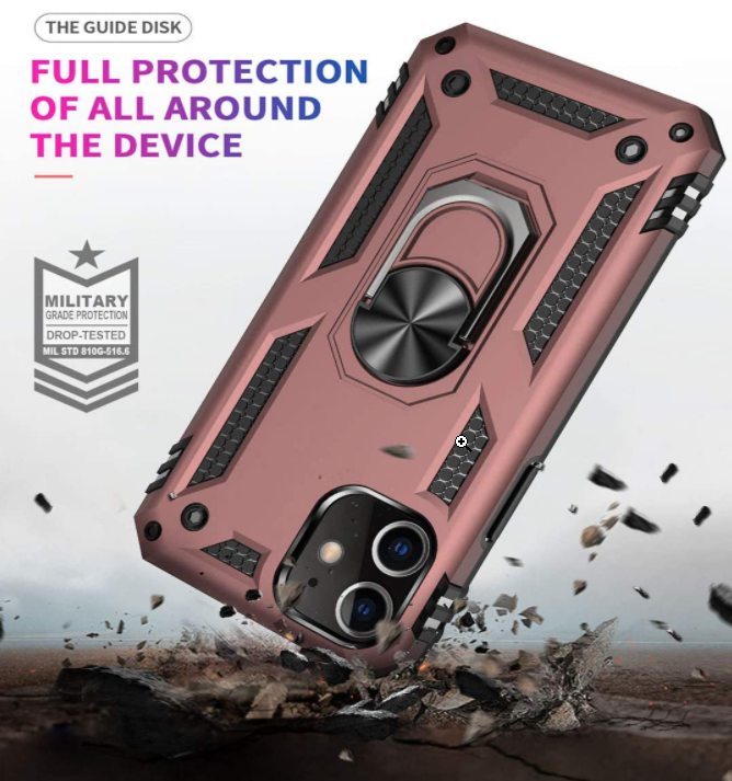 iPhone 12 /12 pro phone case rose gold ring armor anti drop shockproof rugged protective