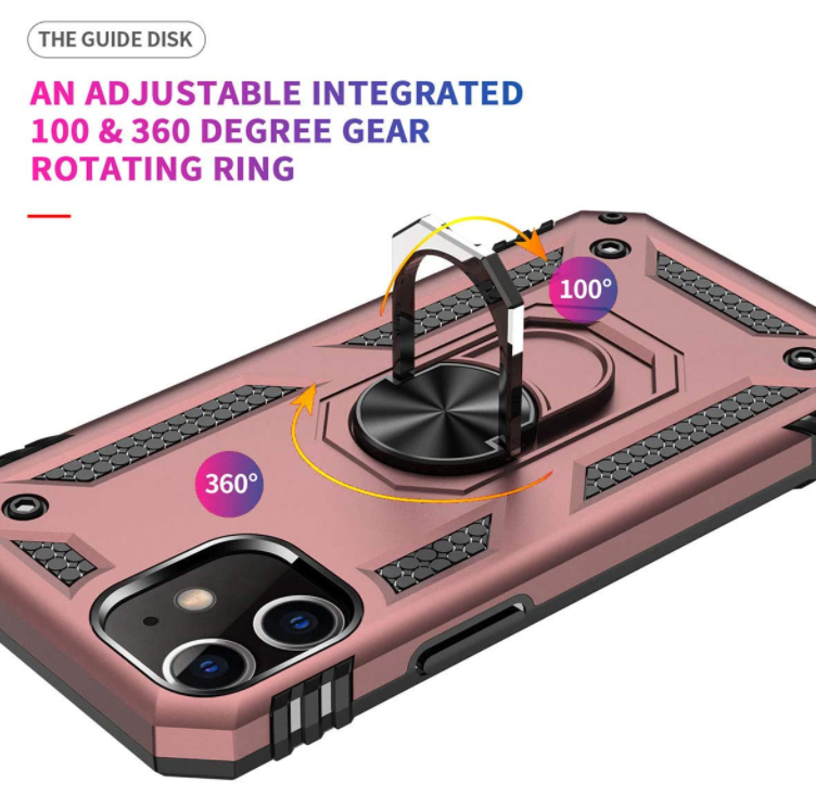iPhone 12 /12 pro phone case rose gold ring armor anti drop shockproof rugged protective
