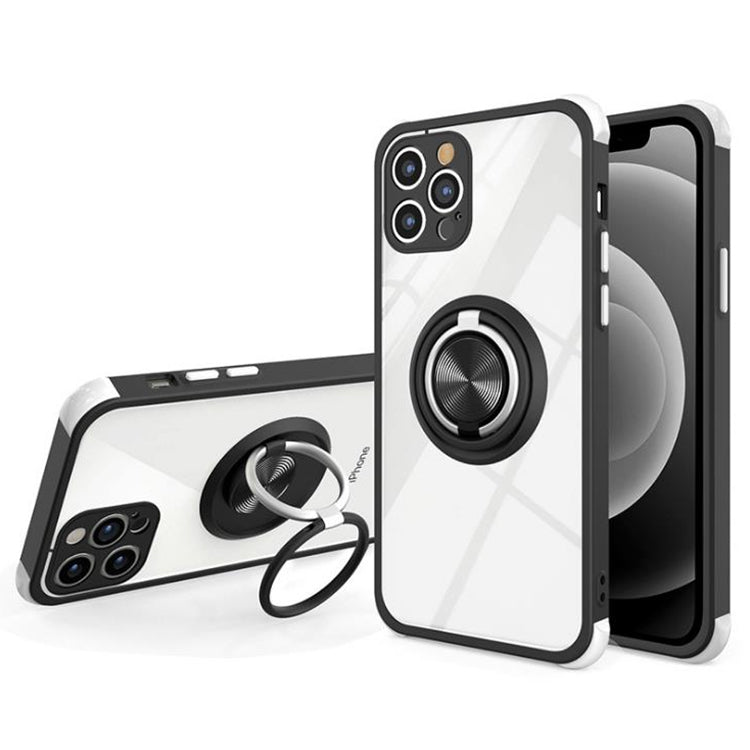 iPhone 12 Pro phone clear case dual ring Soft Flexible Rubber Protective shockproof Cover black