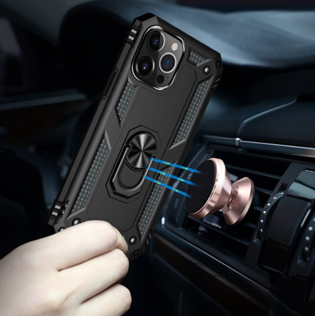 iPhone 13 Pro phone case black ring armor anti drop shockproof rugged protective