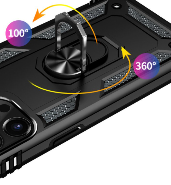 iPhone 13 Pro phone case black ring armor anti drop shockproof rugged protective