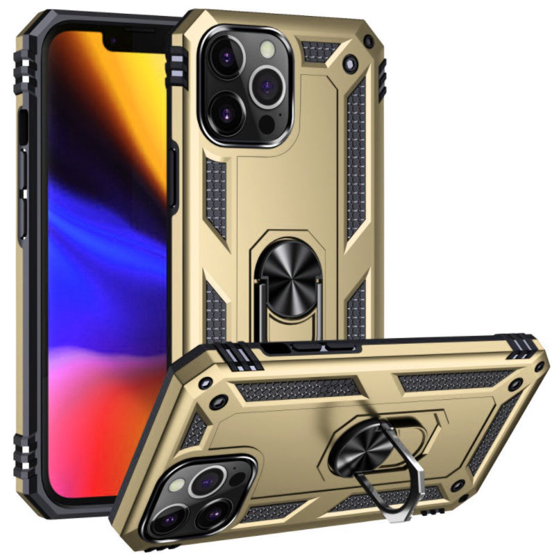 iPhone 13 Pro phone case gold ring armor anti drop shockproof rugged protective