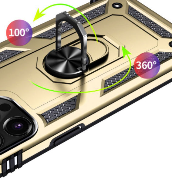 iPhone 13 Pro phone case gold ring armor anti drop shockproof rugged protective