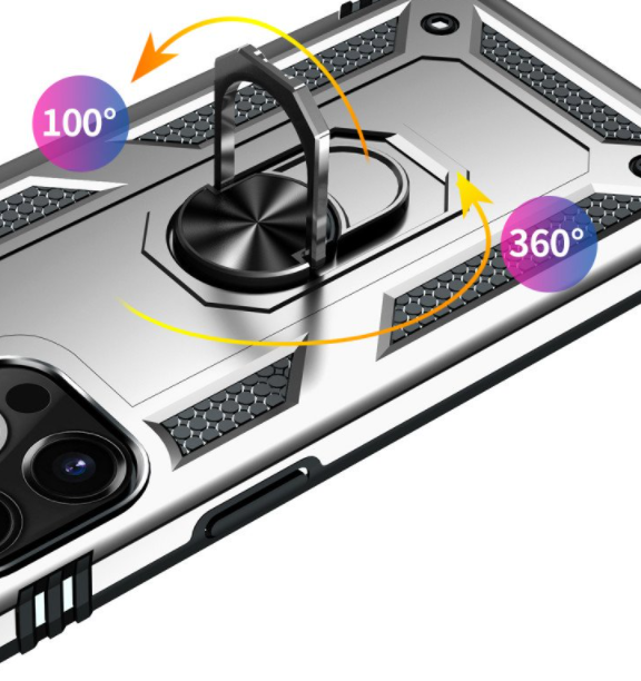 iPhone 13 Pro phone case silver ring armor anti drop shockproof rugged protective