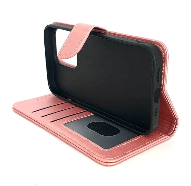 iPhone 13 Pro phone case wallet cover flip anti drop anti slip shockproof rose pink