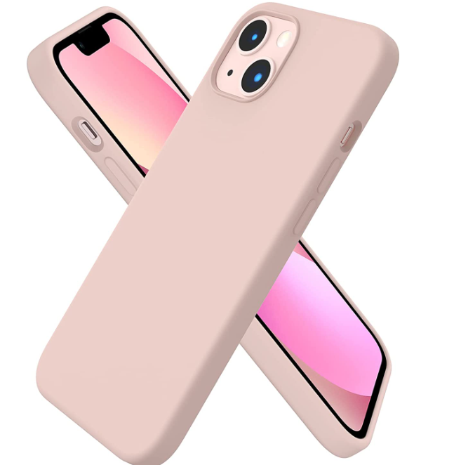 iPhone 13 & iPhone 14 Case. Soft Flexible Rubber Protective Cover pink liquid silicone