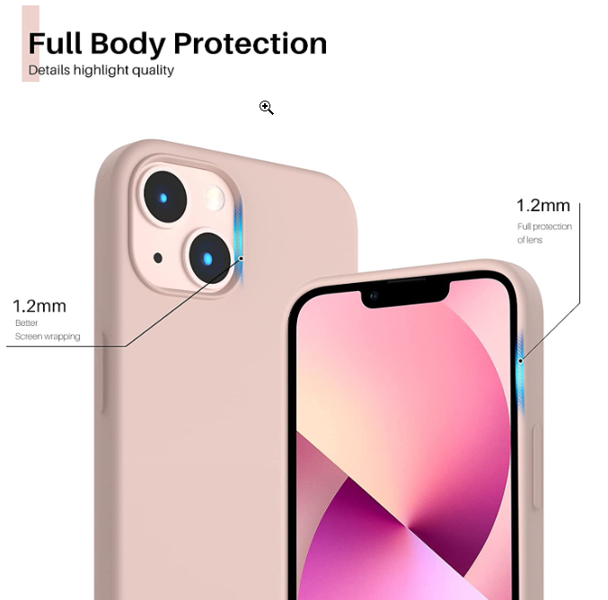 iPhone 13 & iPhone 14 Case. Soft Flexible Rubber Protective Cover pink liquid silicone
