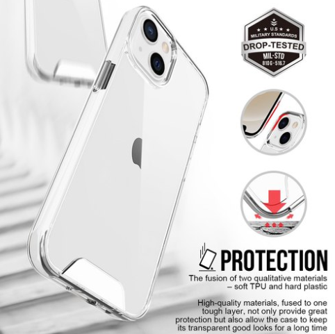 iPhone 13 & iPhone 14 Case. clear hard anti drop anti slip shockproof rugged