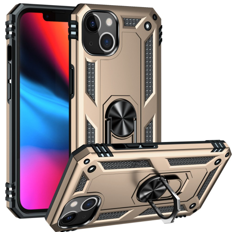 iPhone 13 & iPhone 14 Case. gold ring armor anti drop shockproof rugged protective phone case
