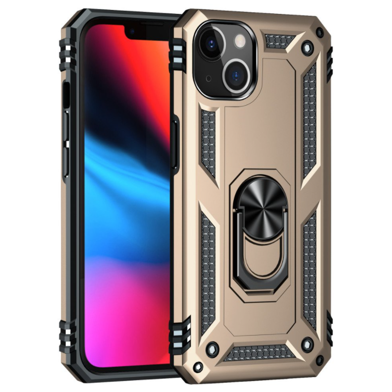 iPhone 13 & iPhone 14 Case. gold ring armor anti drop shockproof rugged protective phone case