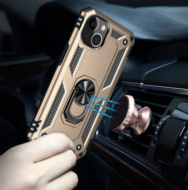 iPhone 13 & iPhone 14 Case. gold ring armor anti drop shockproof rugged protective phone case