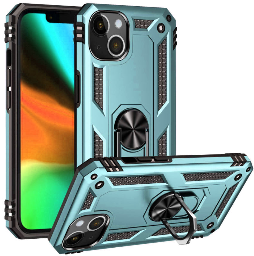 iPhone 13 & iPhone 14 Case. green ring armor anti drop shockproof rugged protective