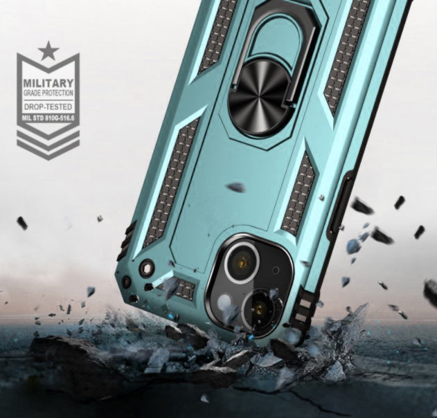 iPhone 13 & iPhone 14 Case. green ring armor anti drop shockproof rugged protective