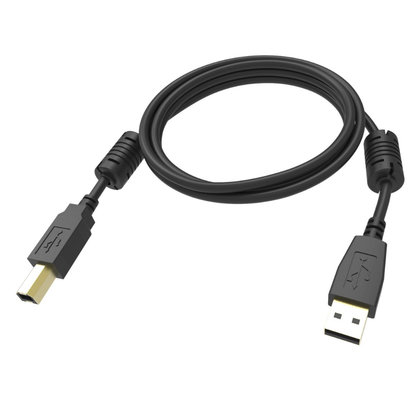 2m USB 2.0 Printer Cable. USB-A (M) To USB-B (M). Bandwidth 480 mbit/s. 28/24 AWG. Ferrite Cores. Black. Vision