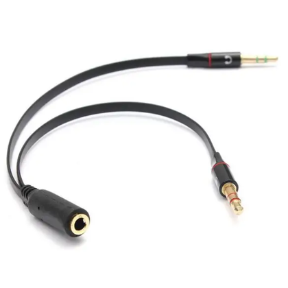 3.5mm AUX socket to dual 3.5mm AUX plug. Separate your microphone and audio. Black