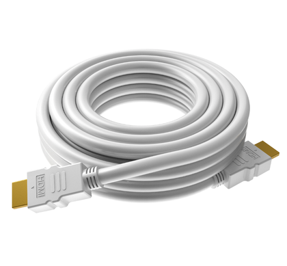 4K HDMI cable 5m. HDMI 2.0. Gold plated. Ethernet. HDMI M to M. Outer diameter 7.3 mm. 28 AWG. White. VISION Professional installation grade