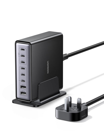 UGREEN 200W USB C Charger 8-Port GaN Desktop Charger Fast Charging Station Block PD 100W Laptop Charger Plug Support PPS Compatible with MacBook Pro/Air, iPhone Series, Galaxy Series, etc