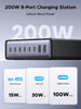 UGREEN 200W USB C Charger 8-Port GaN Desktop Charger Fast Charging Station Block PD 100W Laptop Charger Plug Support PPS Compatible with MacBook Pro/Air, iPhone Series, Galaxy Series, etc