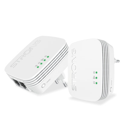 STRONG AV600 Wireless Powerline Kit, WiFi N300, Ethernet Ports, Powerline WiFi Extender,  IE / UK Plug, Plug & Play