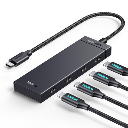 UGREEN 10Gbps USB C Hub, Splitter with 4 USB-C Ports, 30CM Cable, USB 3.2 Hub Multiport Adapter Compatible with MacBook Pro, MacBook Air, iPad Pro, iPad Mini 6 and iPhone 15, Plug and Play