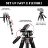 Camera Tripod Aluminium Monopod. 182cm/72-inch. Lightweight and Compact for Travel. 3-way Swivel Head. 2 Quick Release Plates for DSLR Video. Black