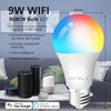 Smart Bulb E27 9W 806LM RGB 2700K-6500K Multi-coloured Dimmable WiFi Light Bulbs, Smart Life App Control, Compatible with Alexa Google Home, 2 Pack