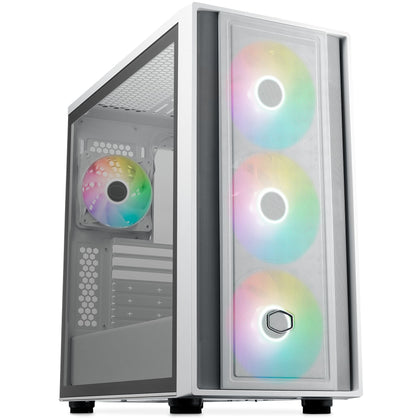 Cooler Master MasterBox 600 White E-ATX PC Case – 4 ARGB Fans, USB-C, Back-Connect Ready, 420mm Radiator Support, Tempered Glass