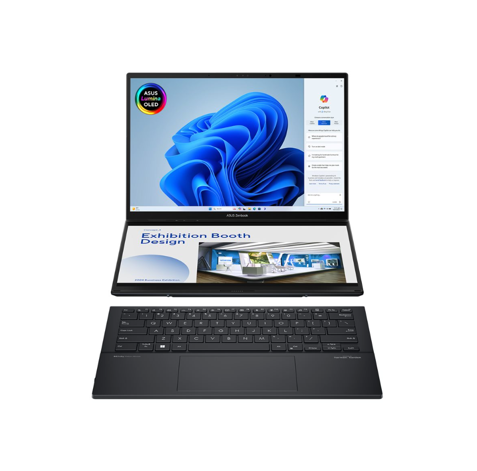 ASUS ZenBook Duo, with detachable keyboard, Intel Core Ultra 9, 185H, up to 5.1 GHz, Win 11 Home, Intel Arc Graphics, 32 GB RAM, 2 TB