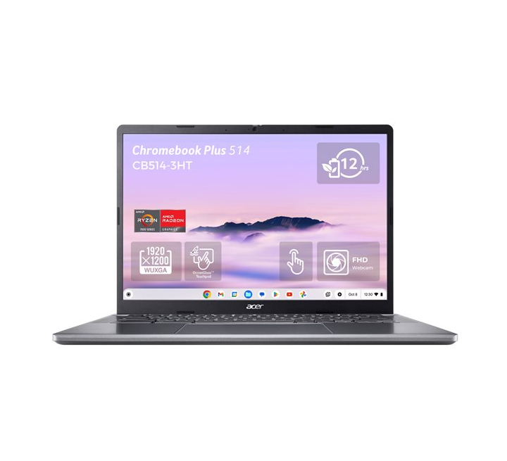 Acer Chromebook Plus 514, AMD Ryzen 5, 7520C, up to 4.3 GHz, Chrome OS, Radeon 610M, 8 GB RAM, 256 GB SSD, 14" IPS touchscreen