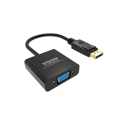 DisplayPort to VGA Adaptor. Vision Professional. HD 1920 x 1080. Black.