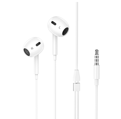 Earphones Max for 3.5mm Audio Jack. Wired, In-ear, Mic, Volume and Call answer buttons. Plug and Play. Hoco M101 Max. White